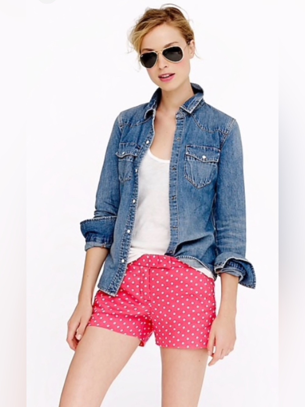 🩷🌸🩷Crew ADORABLE pink Polkadot Linen Shorts sz4